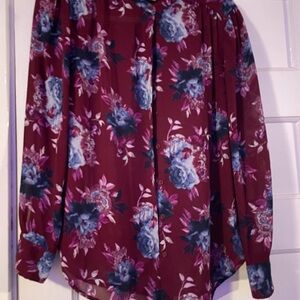 Floral Burgundy Blouse